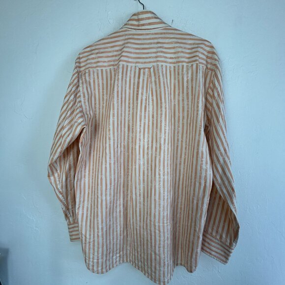 Tommy Bahama Mens Striped Long-Sleeve Button-Down Shirt Medium Peach Silk Blend - Picture 2 of 7